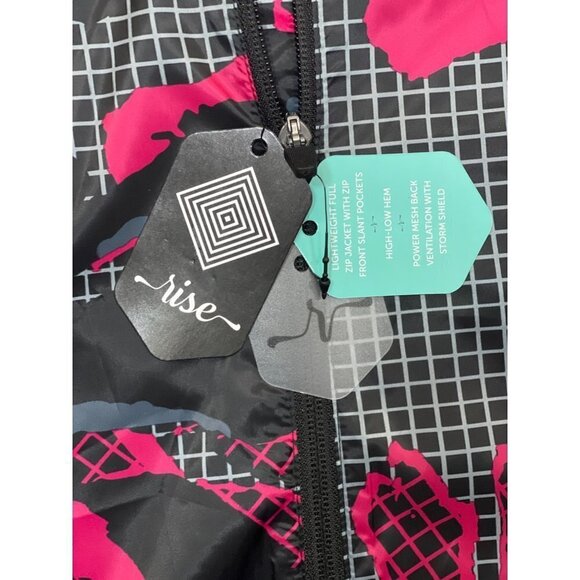 NWT Rise by LuLaRoe Determined Athletic Zip Jacket Medium Black Pink Hi-Low Vent - Picture 9 of 16